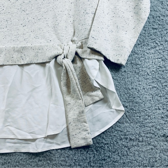 Loft Blouse Top Women's Long Sleeve Crew Neck Hip Tie Pullover Knit White Size S - Picture 6 of 10